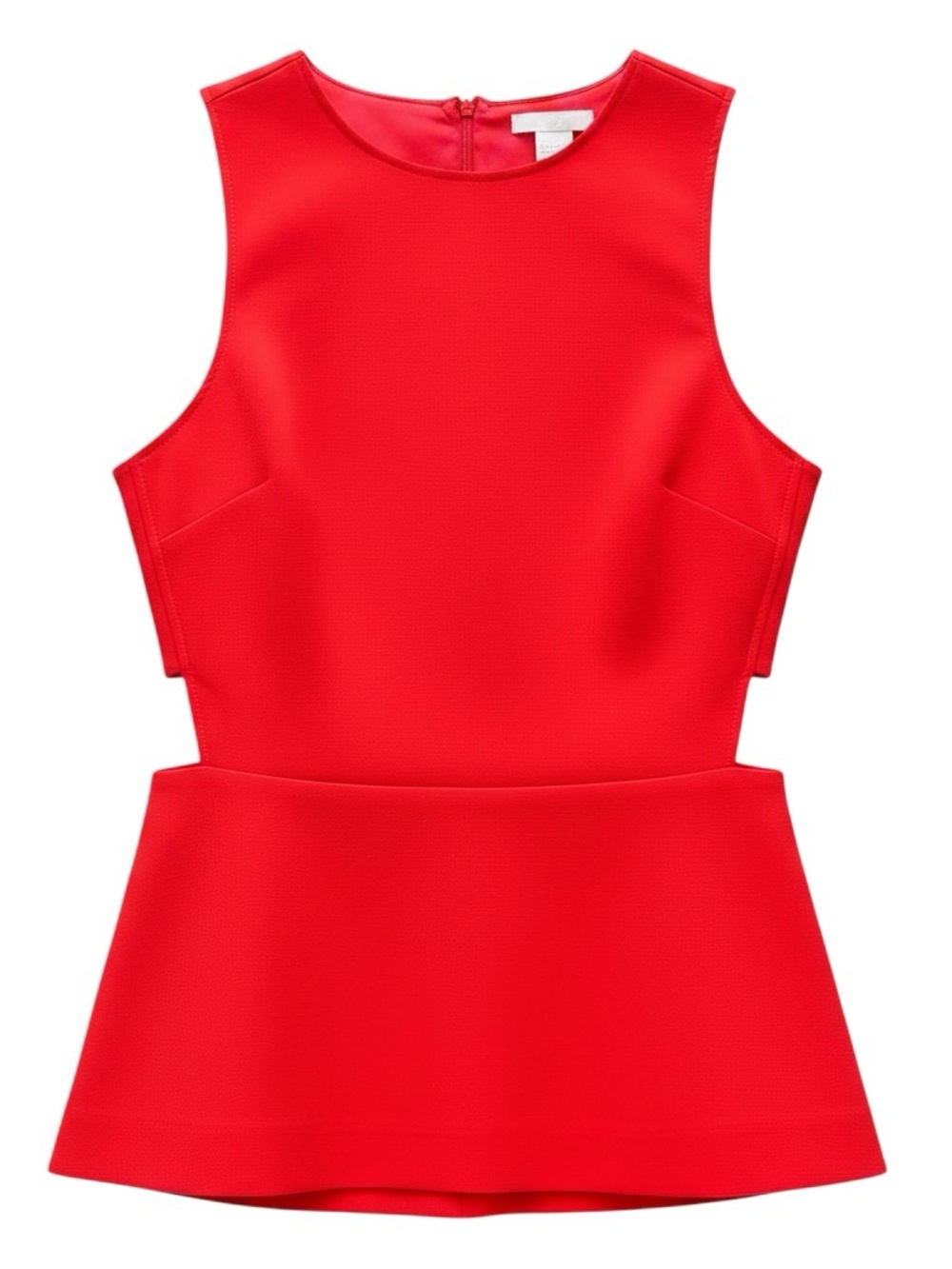 Tomato Red Peplum Sleeveless Blouse Size 8‎ Office Siren
